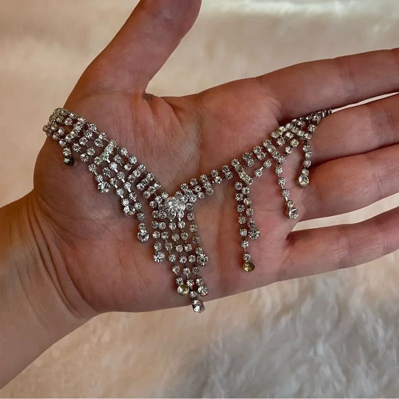 Vintage 90s rhinestone necklace - Picture 1 of 6